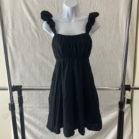 Abercrombie & Fitch Dresses & Skirts - Abercrombie & Fitch Linen Blend Dress Small Black Baby Doll Costal Closet Staple